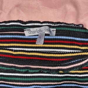 off the shoulder striped shirt